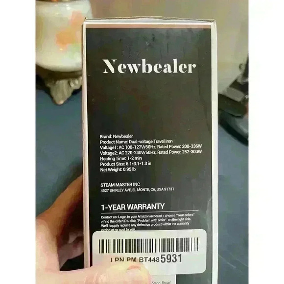 Newbealer Travel Iron With Dual Voltage 120v/220v Lightweigh - Picture 6 of 7